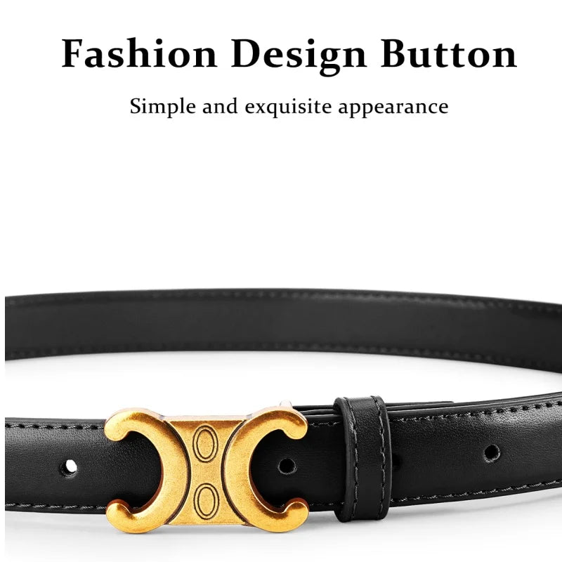 Leather Belts Gold Buckle Matching — Swuffy