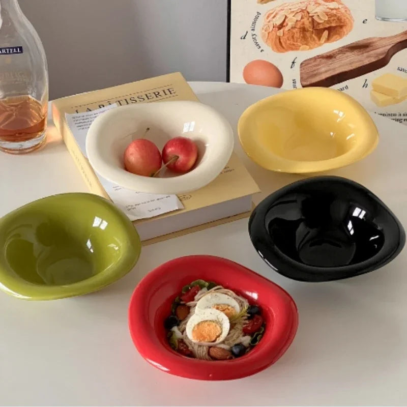 Ceramic Wavy Salad Bowl Dessert — Swuffy