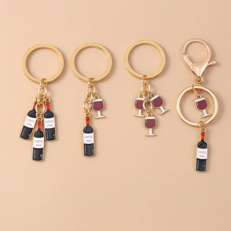 Wine Bottle Enamel Keychain — Swuffy