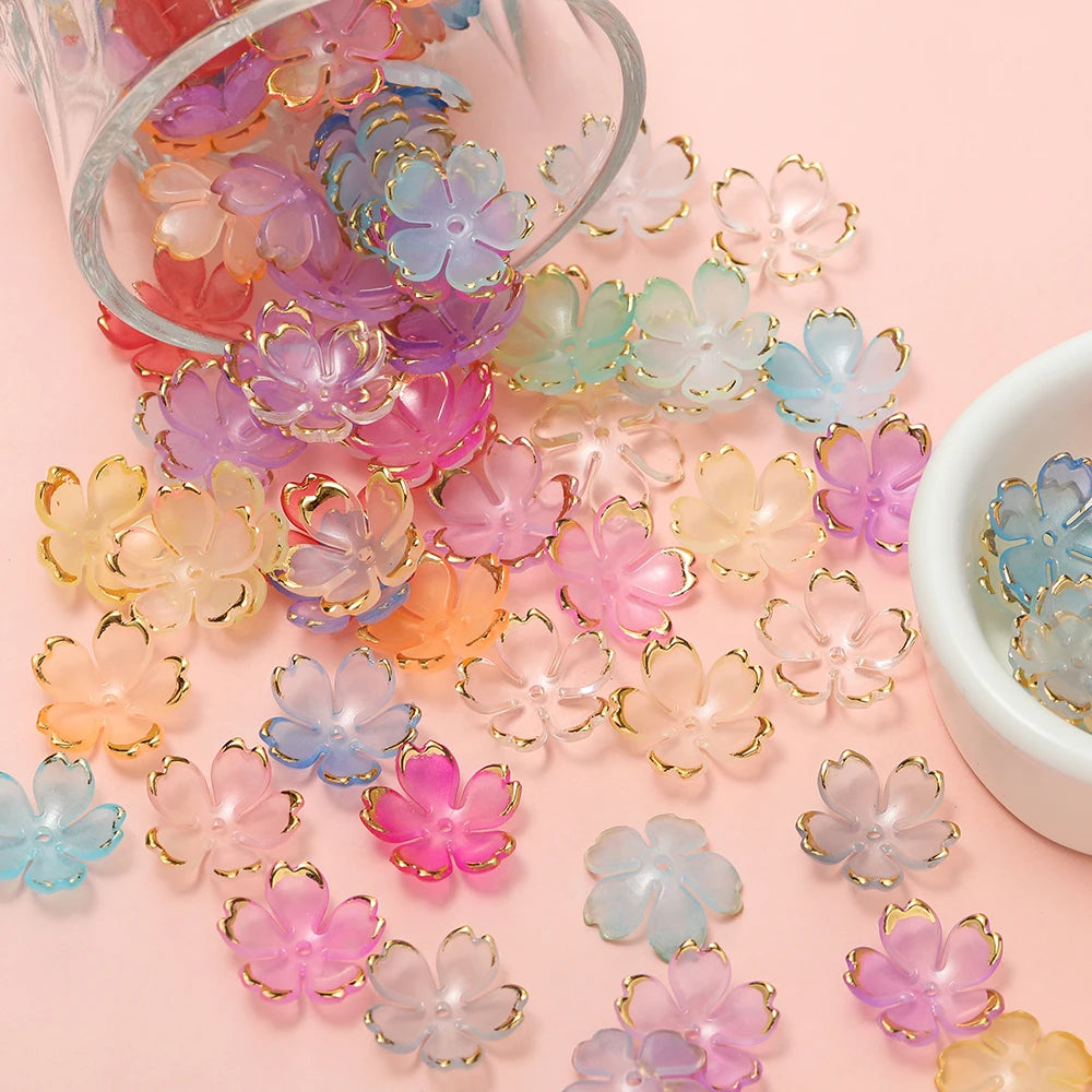 Cherry Blossoms Acrylic Beads Golden — Swuffy