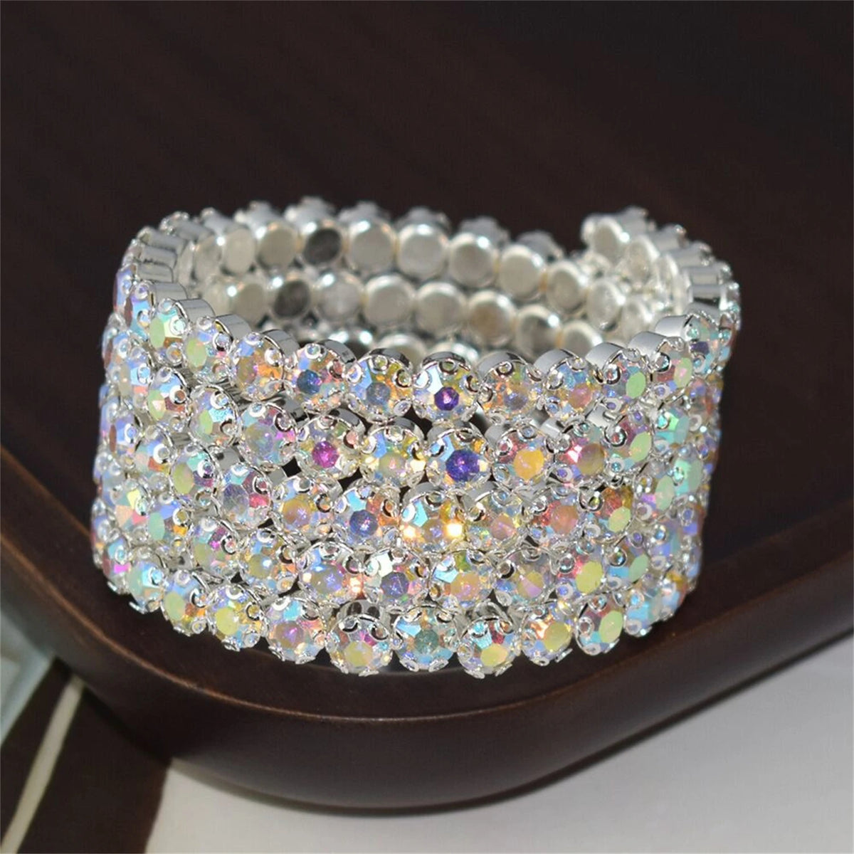 Pcexaggerated Sparkling Ab Rhinestone Bracelet — Swuffy