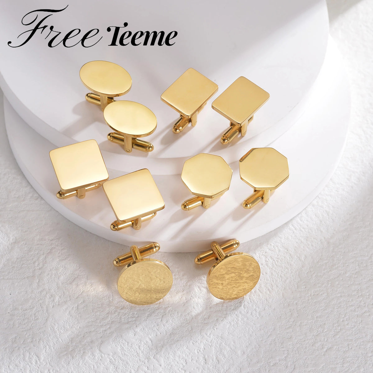 Nuvora Freeteeme Cufflinks Men Women Stainless Steel Button — Nuvora