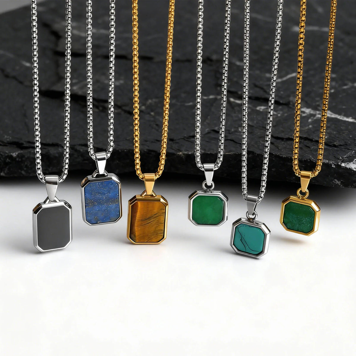Trendy Pendant Necklaces Square Natural — Swuffy