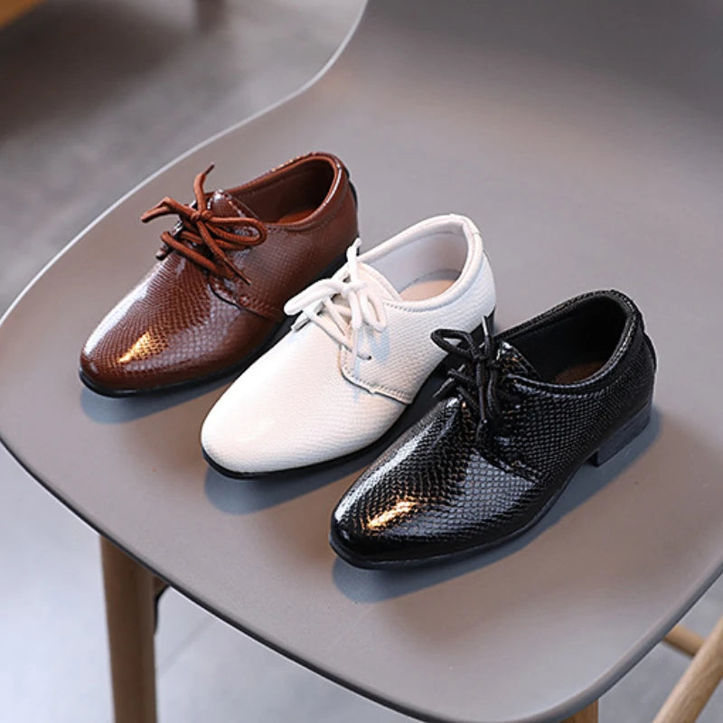 Boy Leather Shoe Black White — Swuffy
