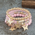 Trendy Butterfly Beaded Bracelet Pink — Swuffy