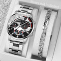 Mens Steel Band Quartz Watch Set — Swuffy