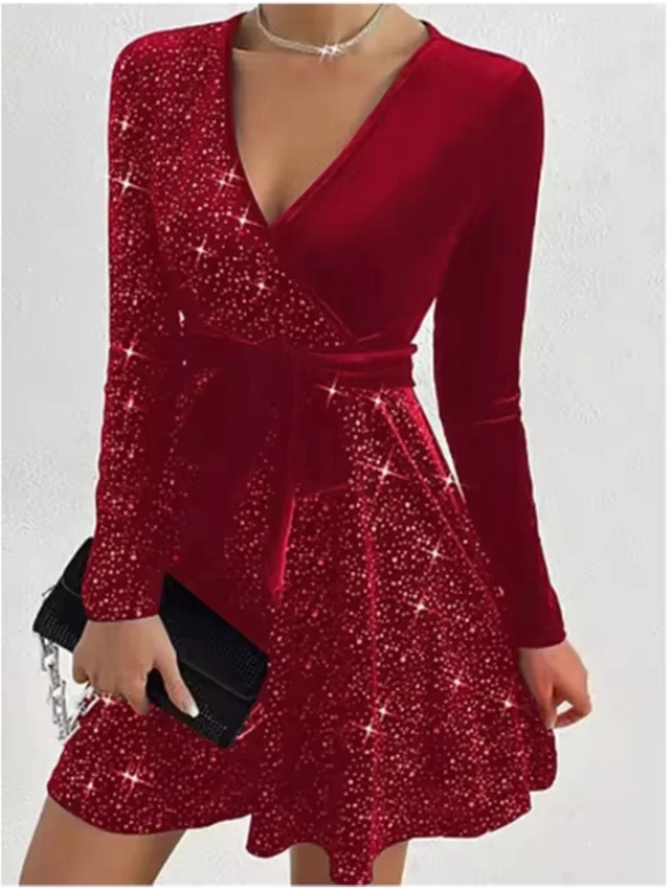 Sparkling Dress Sexy Line Long — Swuffy