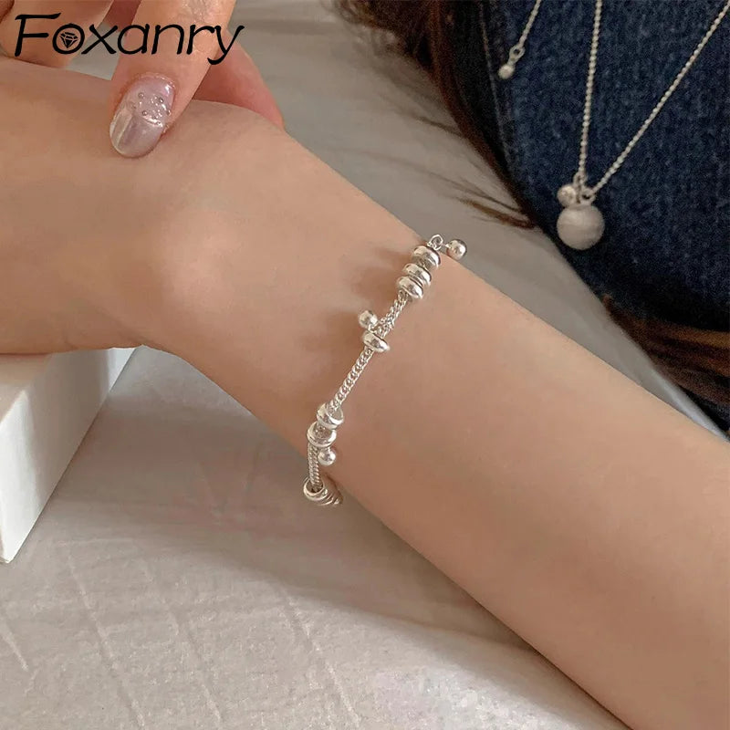 Foxanry Silver Beaded Tassel Bracelets — Swuffy
