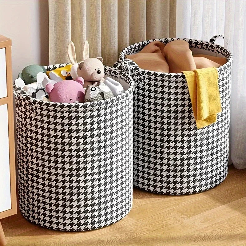 Foldable Houndstooth Laundry Hamper Modern — Swuffy
