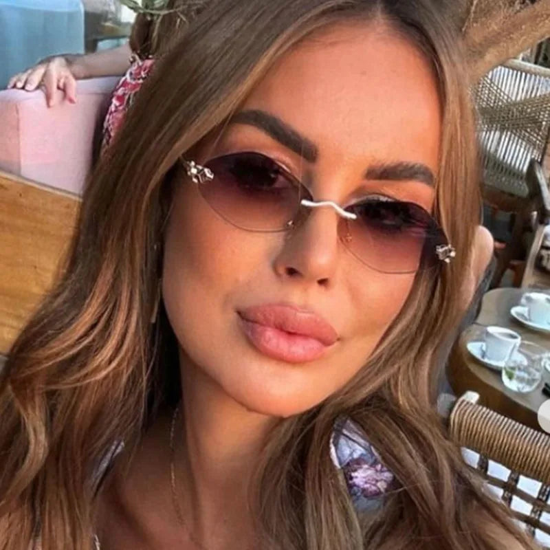 Rhombus Shape Sunglasses Rimless Cut — Swuffy