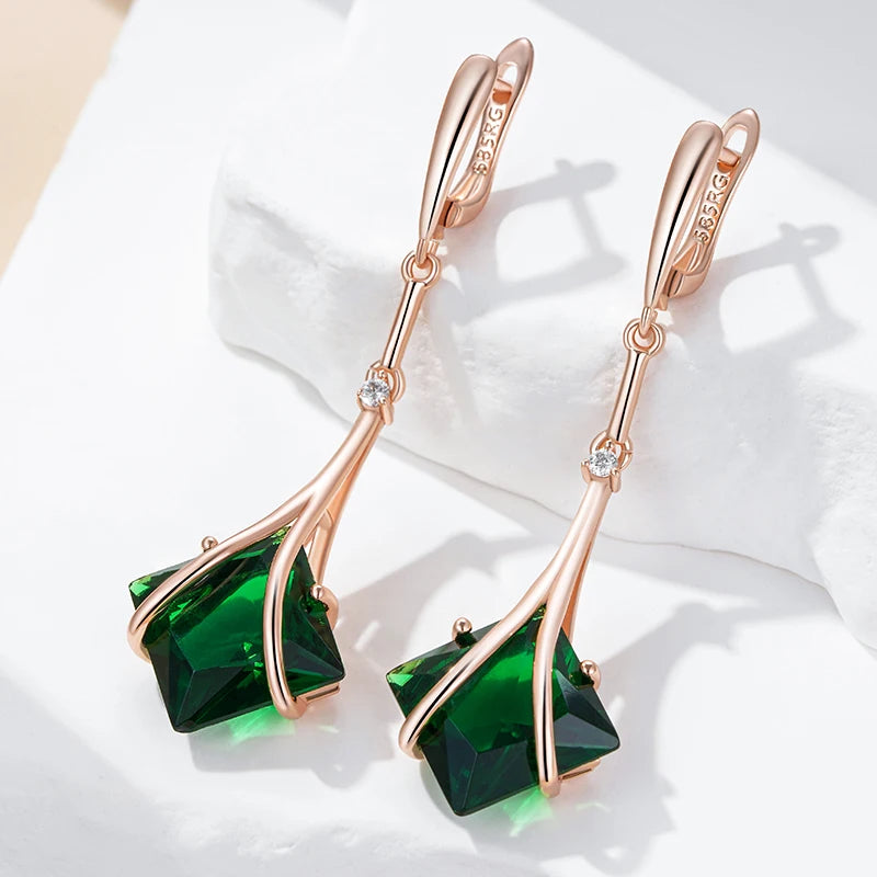 Green Zircon Drop Earrings — Swuffy