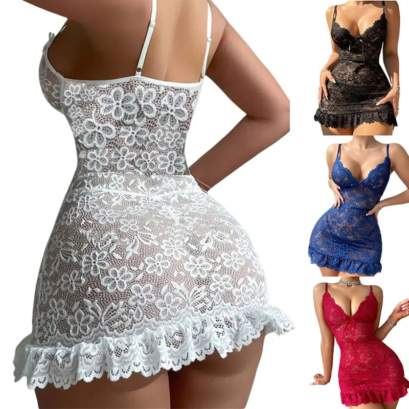 Delicate Lingerie Sexy Crotchless Nightdress — Swuffy