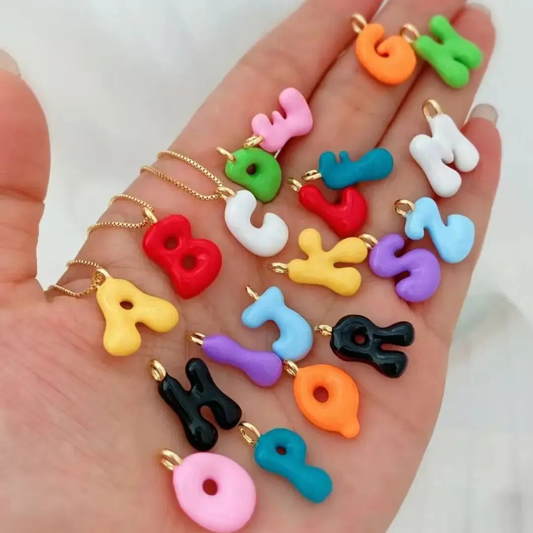 Colored Enamel Alphabet Charm Pendant — Swuffy