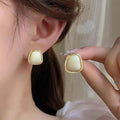 White Beige Enamel Trapezoidal Stud — Swuffy