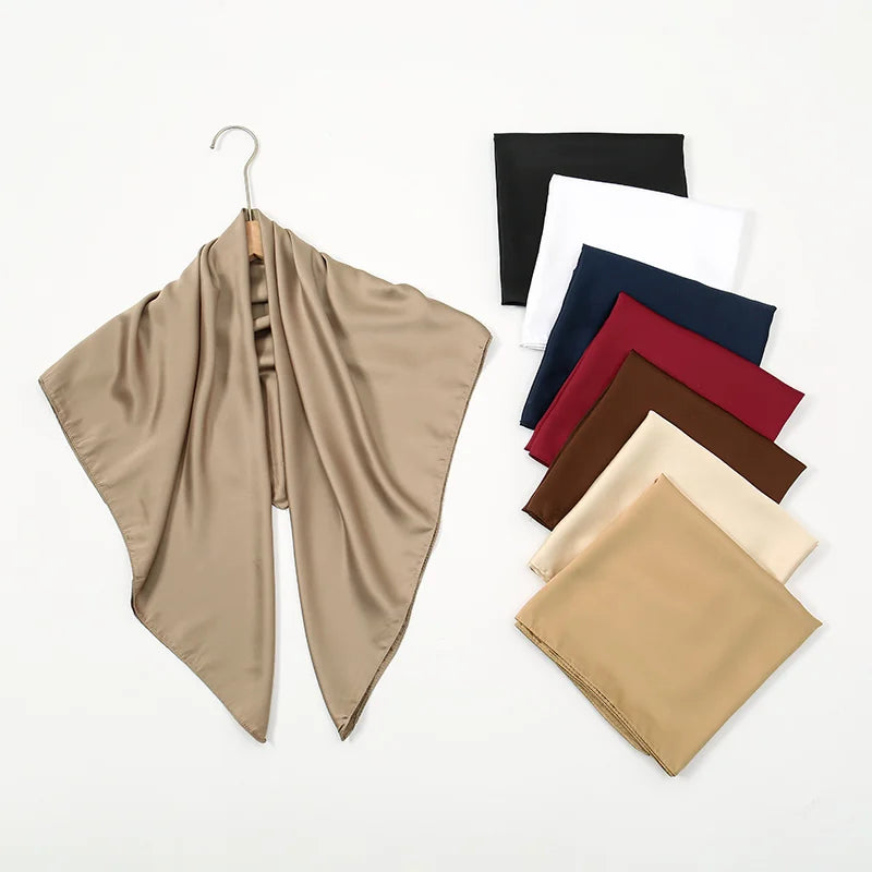 Plain Silk Square Scarf Satin — Swuffy