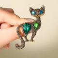 Vintage Crystal Cat Brooches Animal — Swuffy