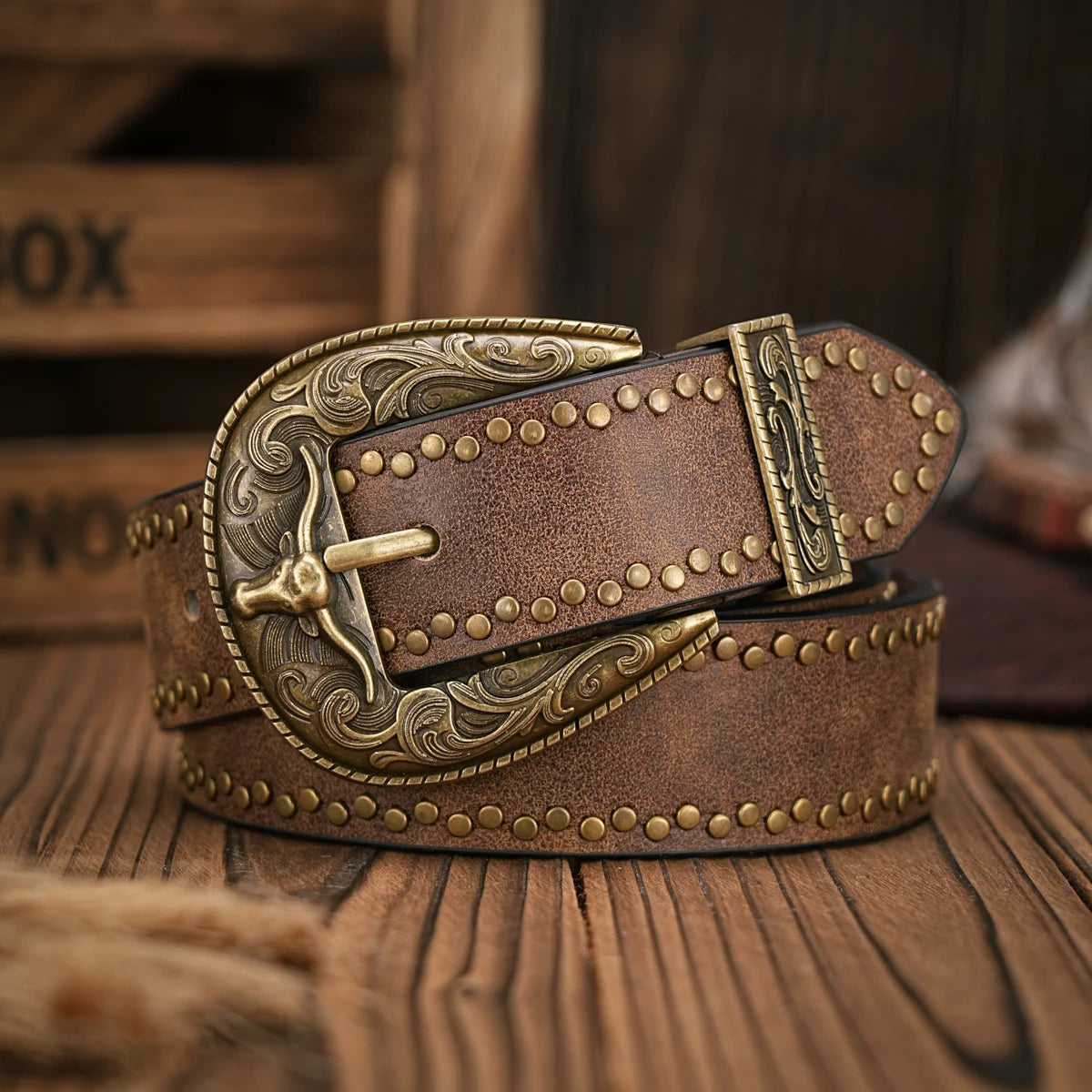 Western Denim PU Leather Belt — Swuffy