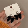 Vintage Black Flocking Bowknot Earrings — Swuffy
