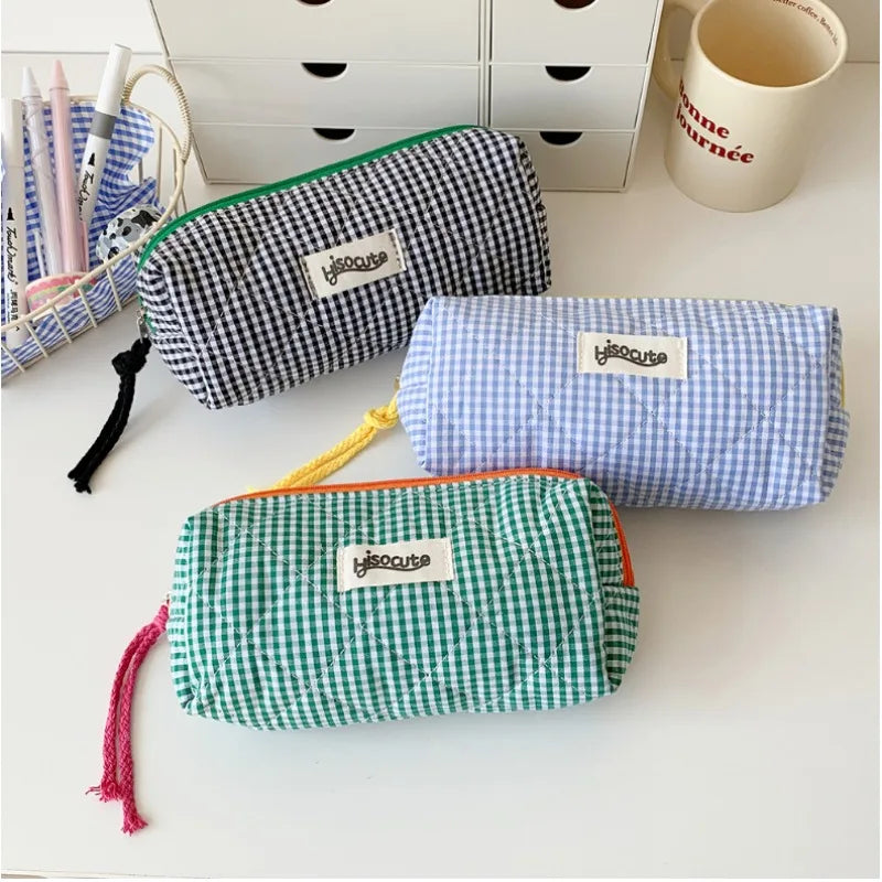 Blocking Checkered Pencil Case Girls — Swuffy