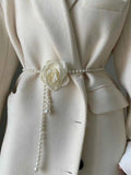 Pearl Waist Belt Camellia Decorative — Swuffy