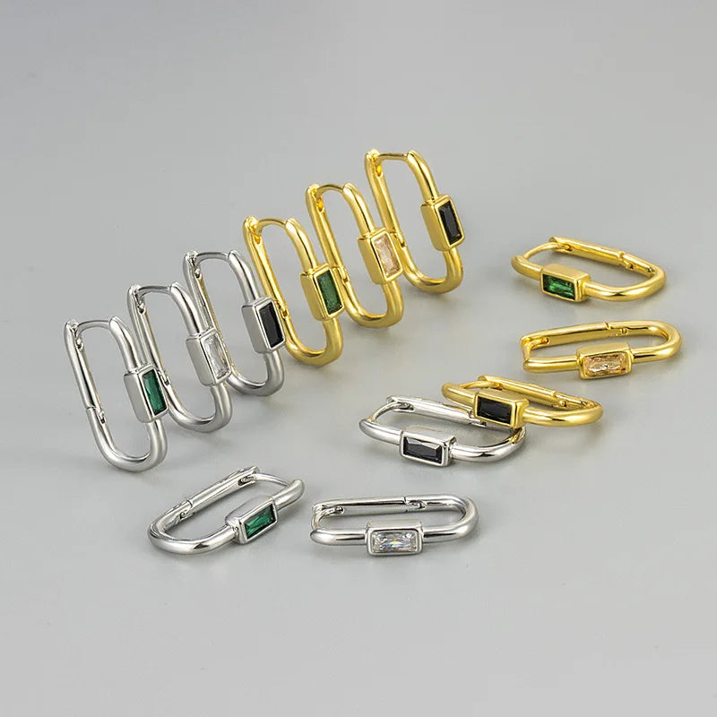 Vintage Square Zircon Double Hoop — Swuffy
