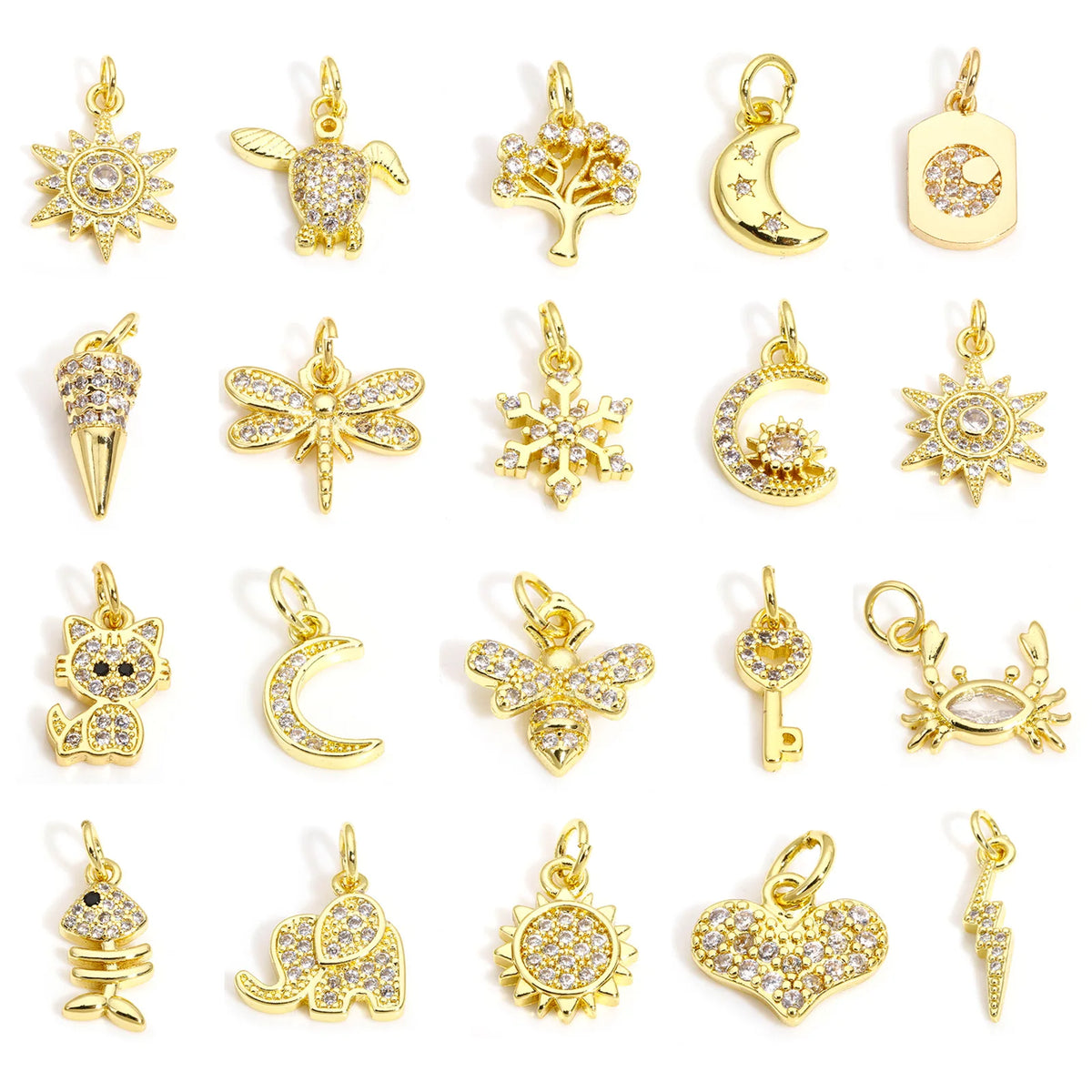 Brass Charms Gold Sun Moon — Swuffy