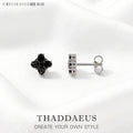 Stud Earrings Black Flower Europe — Swuffy