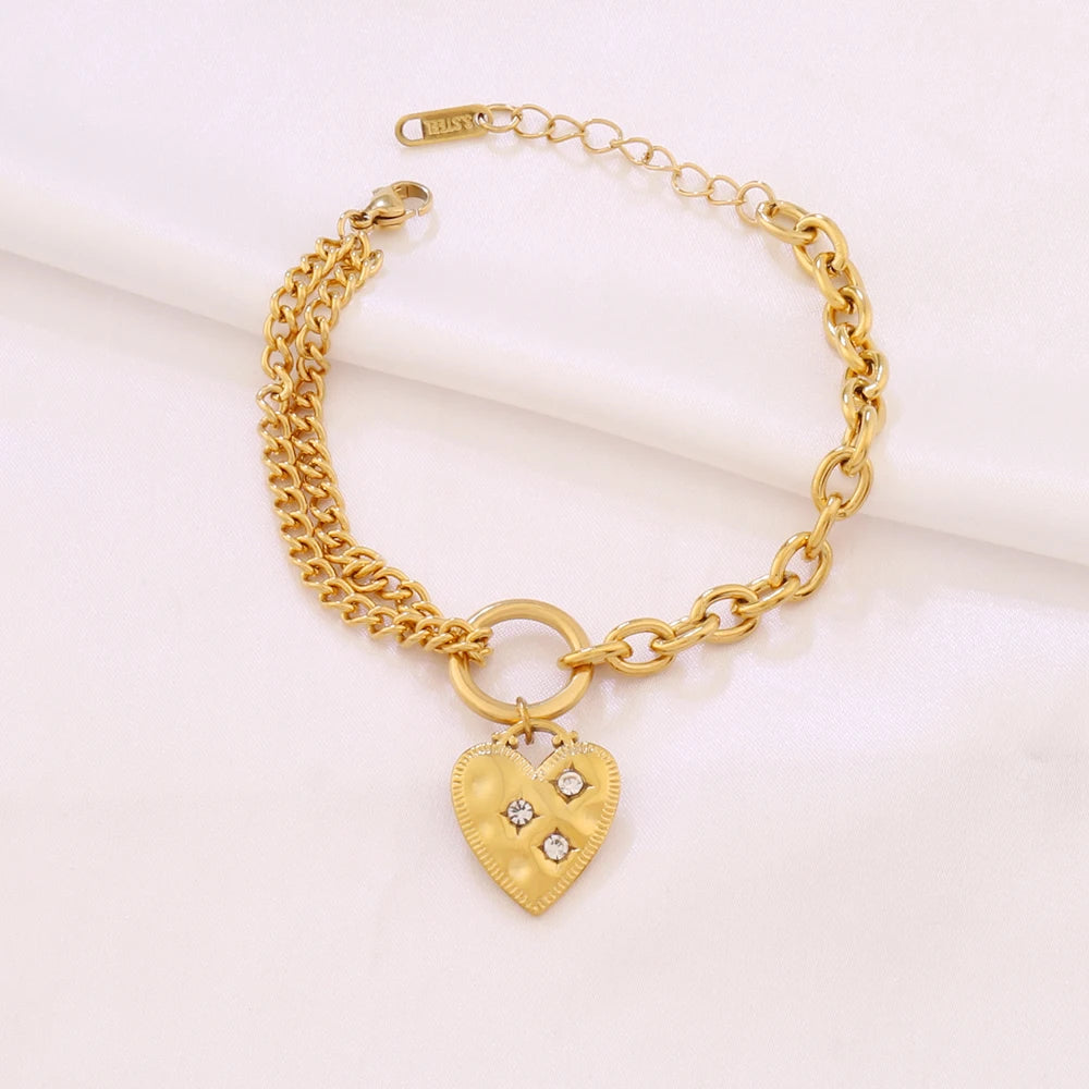 Stainless Steel Heart Pendant Bracelet — Swuffy
