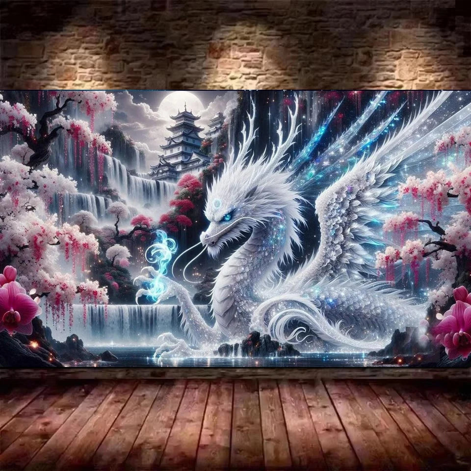 Ice Dragon Fantasy Landscape Waterfall — Swuffy