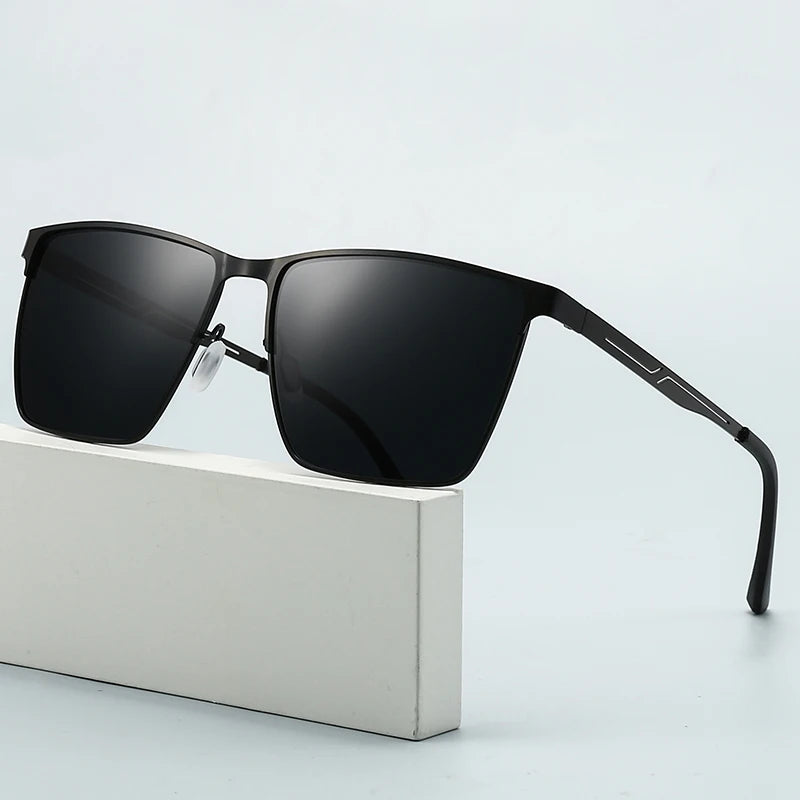 Business Polarized Sunglasses Metal Square — Swuffy