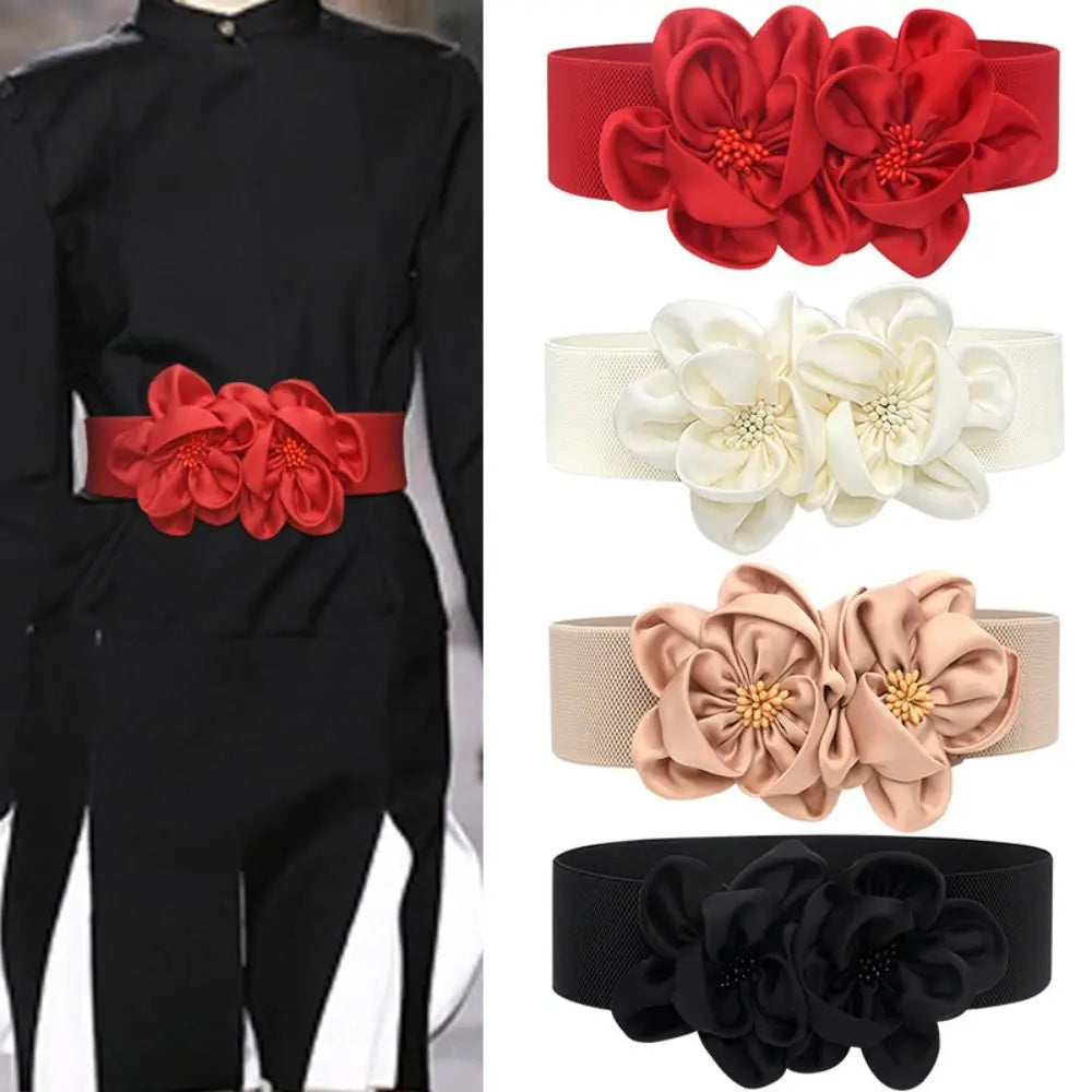 Floral Wide Elastic Belt Casual — Swuffy