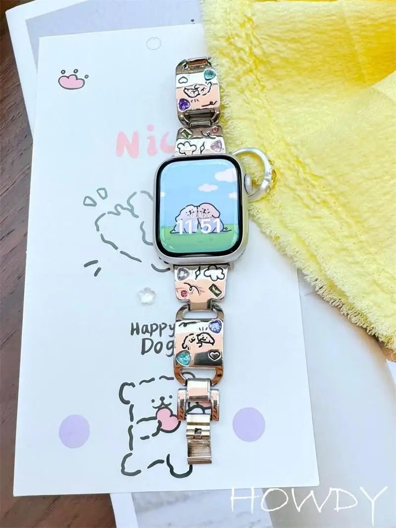 Diamond Puppy Metal Bracelet Compatible — Swuffy