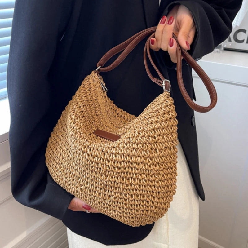 Straw Knitted Purses Handbags Shoulder — Swuffy