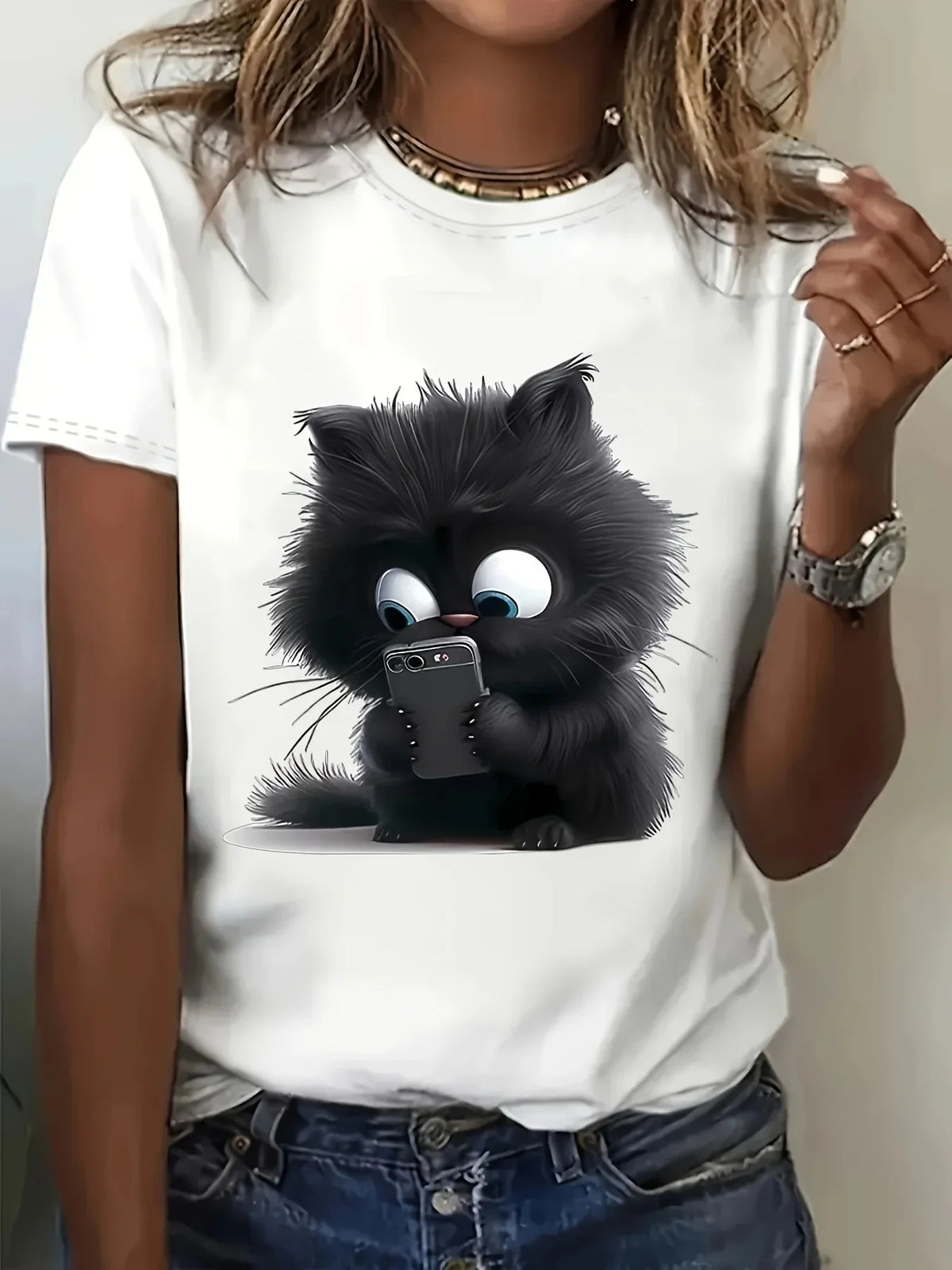 Cartoon Cat Print Shirt — Swuffy