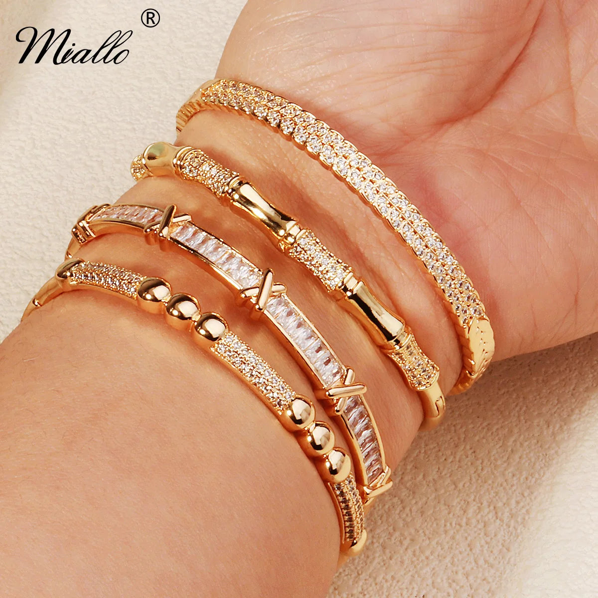 Cubic Zirconia Copper Bangle Bracelet — Swuffy