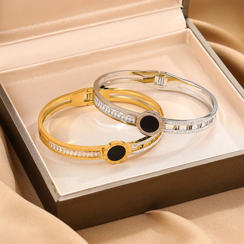 Zircon Roman Numerals Bracelet Stainless — Swuffy