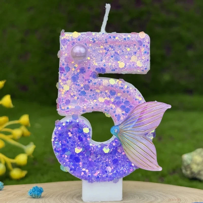 Purple Mermaid Tail Glitter Number — Swuffy