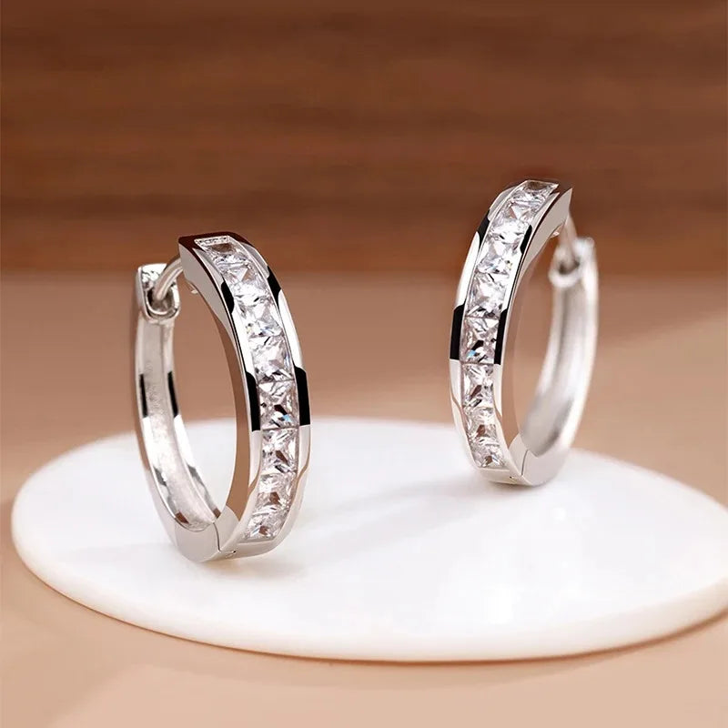 Sterling Silver Shining Zircon Earrings — Swuffy