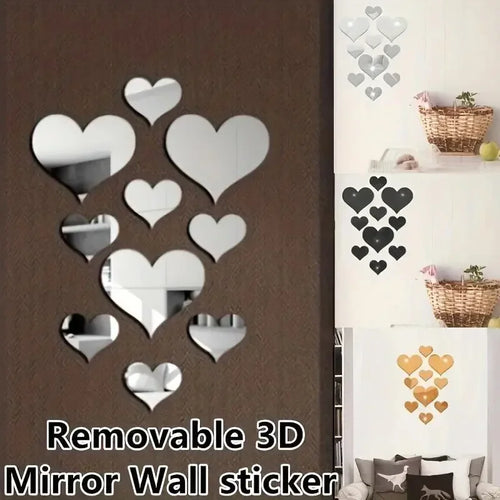 3D Heart Mirror Wall Stickers (Set) — Swuffy