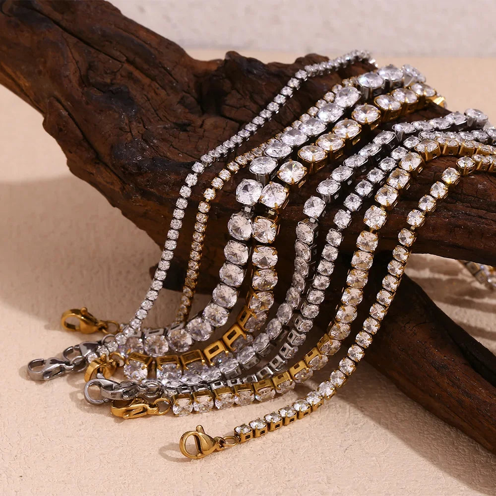Shiny Cubic Zirconia Chain Bracelet — Swuffy