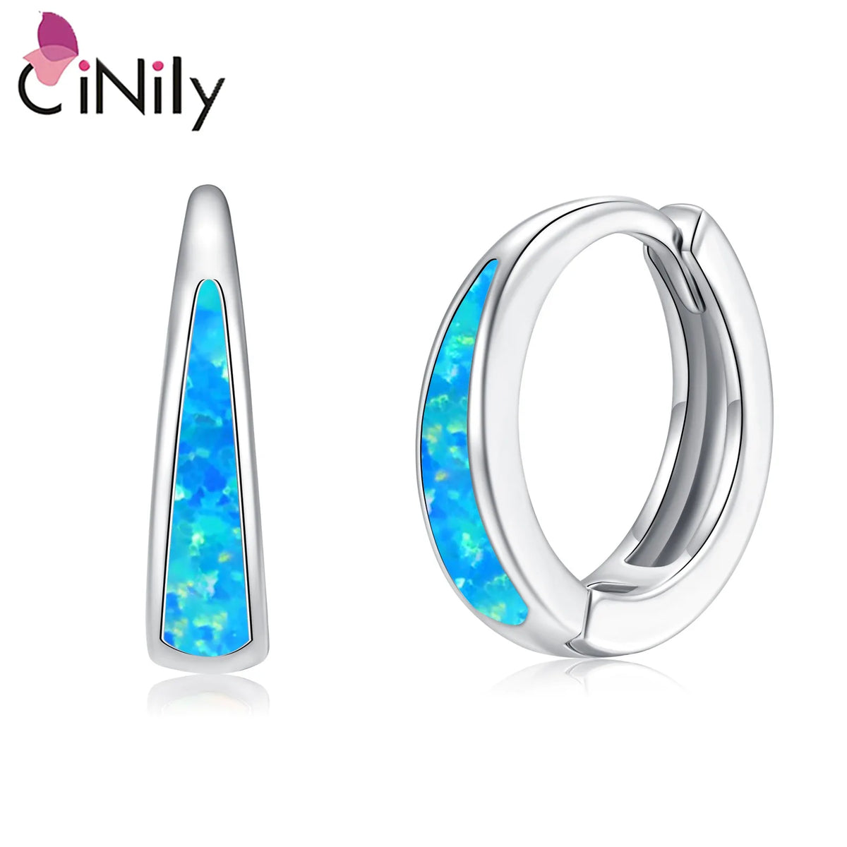 Cinily White Blue Opal Earrings — Swuffy