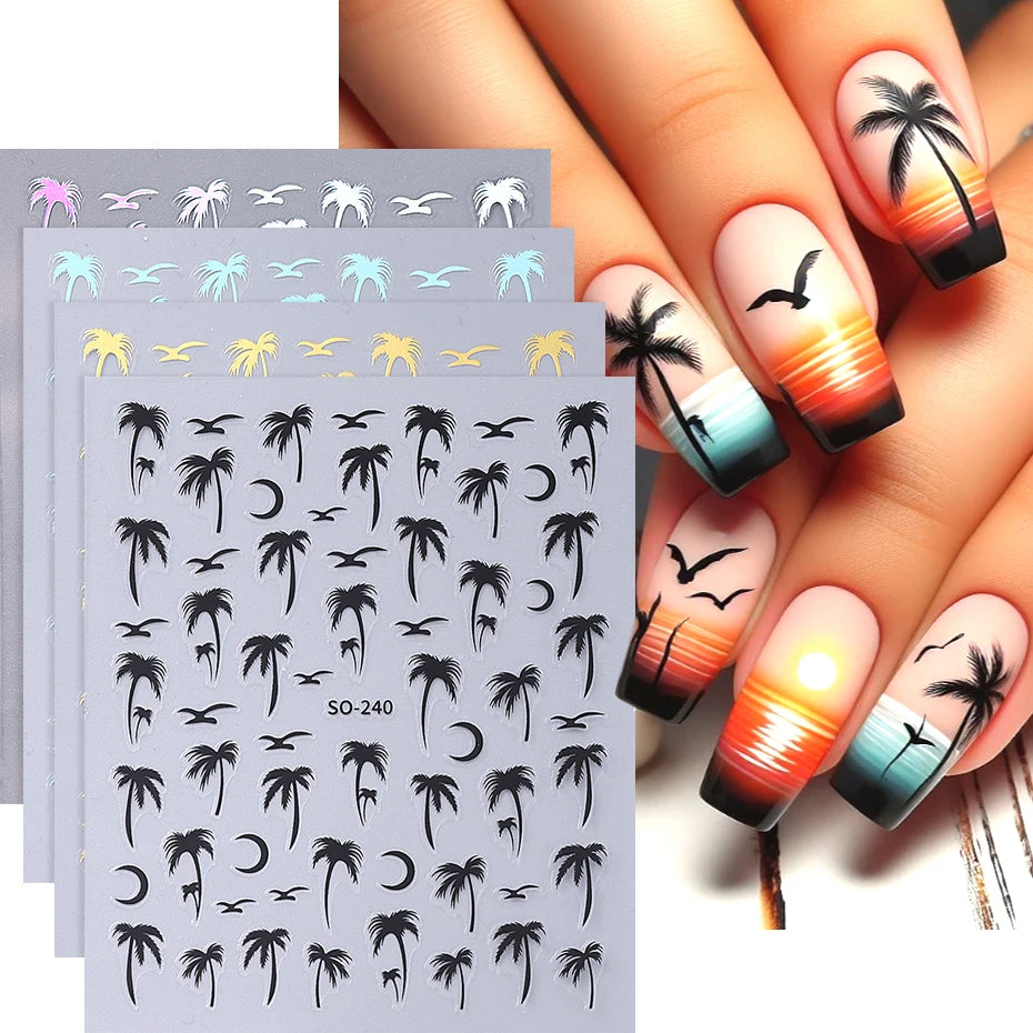 Black Coconut Tree Beach Nail — Swuffy