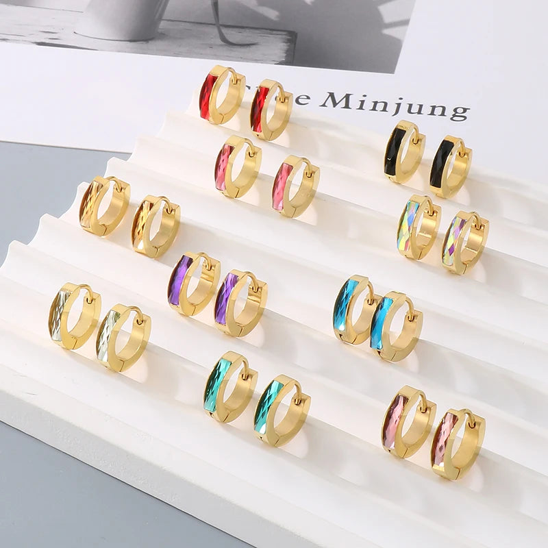 Stylish Crystal Glass Hoop Earrings — Swuffy
