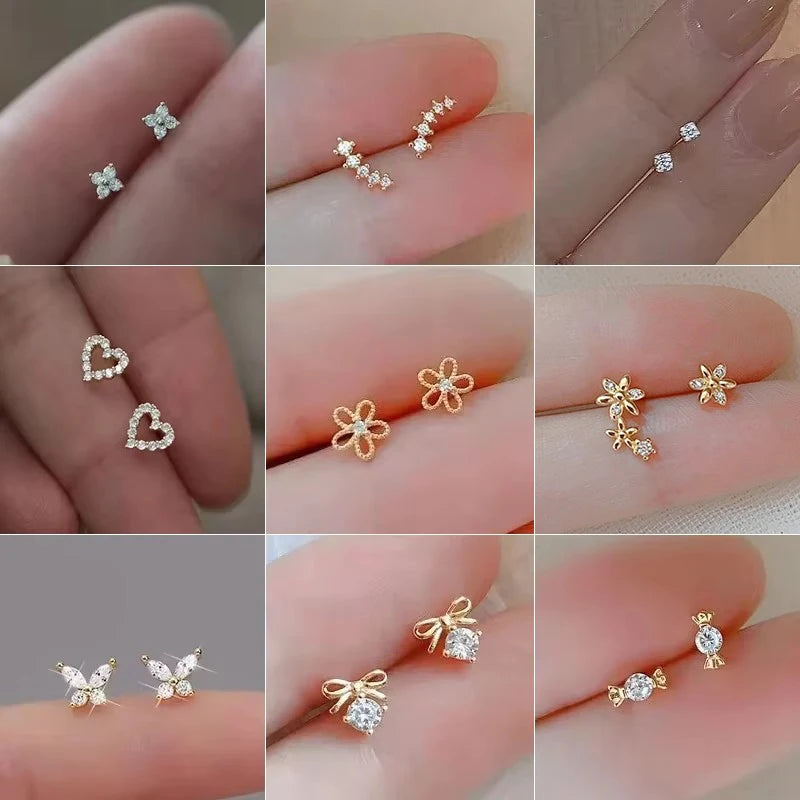 Silver Needle Zircon Earrings Hypoallergenic — Swuffy