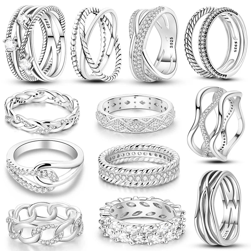 Silver Plated Sparkling Love Rings — Swuffy