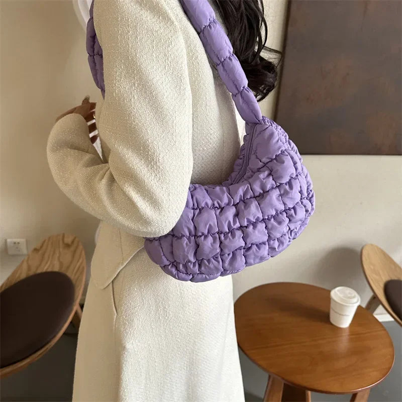 Quilted Pleated Shoulder Bags Padded — Swuffy