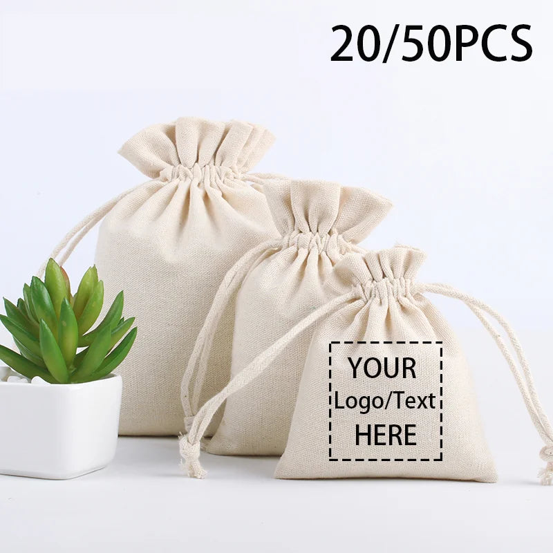Custom Logo Linen Natural Drawstring — Swuffy