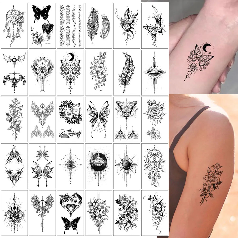 Butterfly Flowers Cartoon Small Temporary — Swuffy