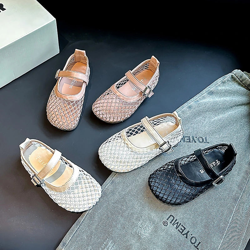 Girls Sandals Mesh Weave Soild — Swuffy