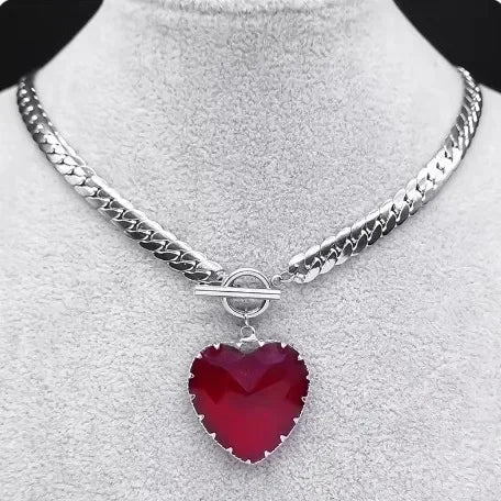 Tengte Red Heart Necklace Choker — Swuffy